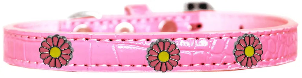Pink Daisy Widget Croc Dog Collar Light Pink Size 18 Default Title