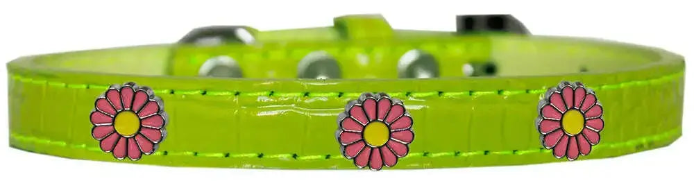 Pink-Daisy-Widget-Croc-Dog-Collar-Lime-Green-Size-18-GreatEagleInc-320002564