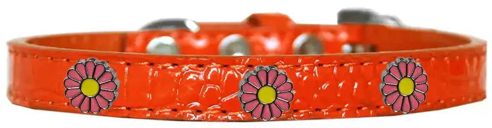 Pink-Daisy-Widget-Croc-Dog-Collar-Orange-Size-16-GreatEagleInc-318558042