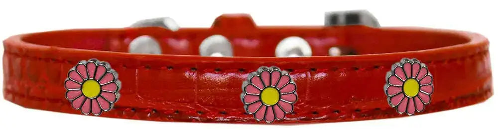 Pink-Daisy-Widget-Croc-Dog-Collar-Red-Size-16-GreatEagleInc-319190533