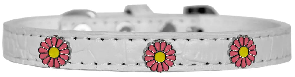 Pink Daisy Widget Croc Dog Collar White Size 20 Default Title