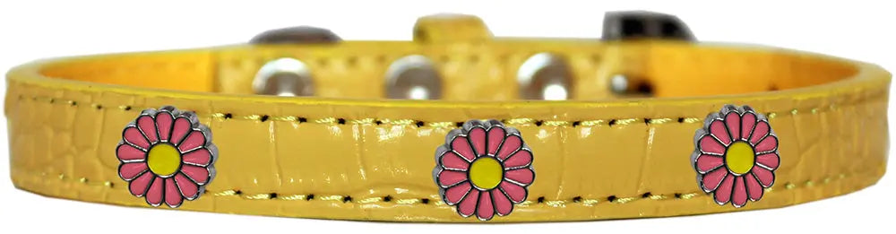 Pink Daisy Widget Croc Dog Collar Yellow Size 14 Default Title