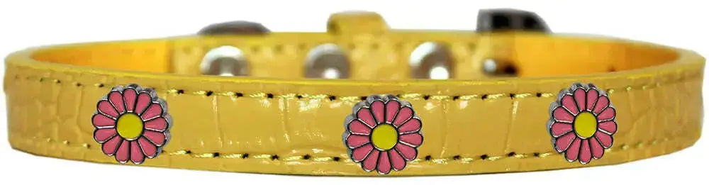 Pink-Daisy-Widget-Croc-Dog-Collar-Yellow-Size-18-GreatEagleInc-319189130