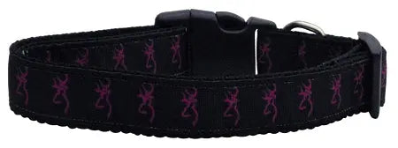 Pink Deer Nylon Dog Collar Medium Narrow Default Title