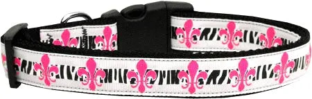 Pink Fleur De Lis Nylon Dog Collar Sm Default Title
