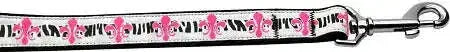 Pink-Fleur-De-Lis-Nylon-Dog-Leash-5-8-Inch-Wide-4ft-Long-GreatEagleInc-318487539
