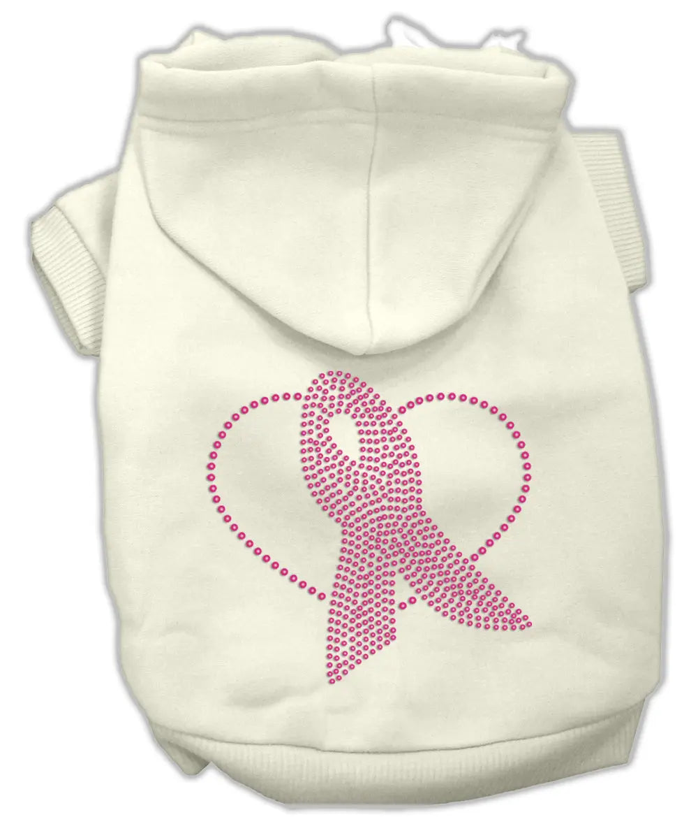 Pink Ribbon Rhinestone Hoodies Cream Xxxl Default Title