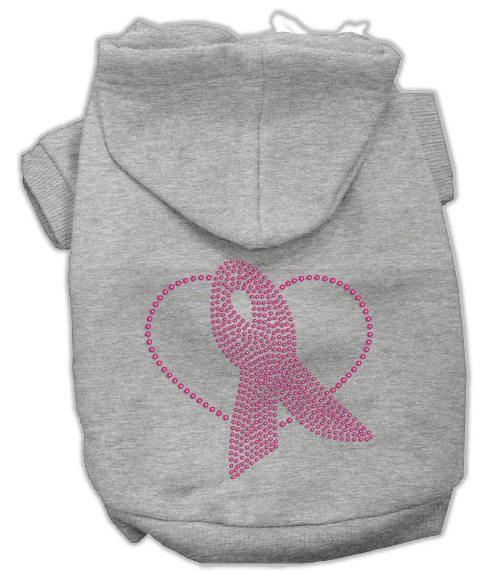 Pink Ribbon Rhinestone Hoodies Grey Xxl Default Title