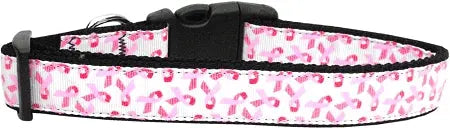 Pink Ribbons On White Dog Collar Large Default Title