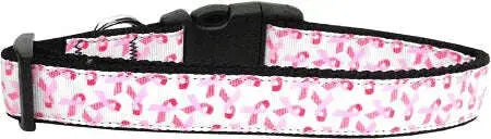 Pink-Ribbons-On-White-Dog-Collar-Medium-GreatEagleInc-318919768