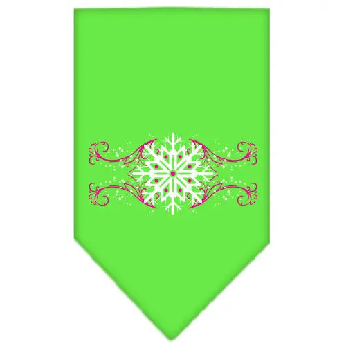 Pink Snowflake Swirls Screen Print Bandana Lime Green Small Default Title
