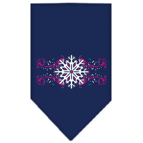 Pink Snowflake Swirls Screen Print Bandana Navy Blue Large Default Title