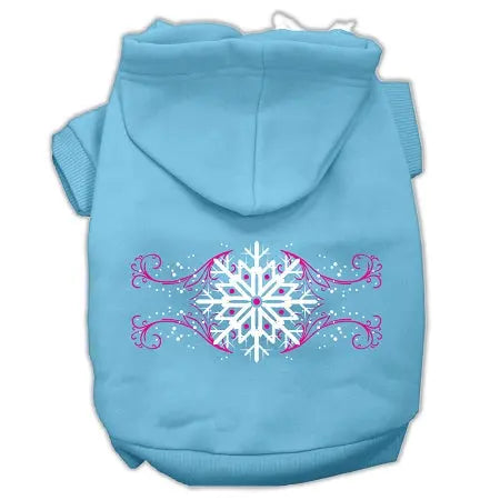 Pink Snowflake Swirls Screenprint Pet Hoodies Baby Blue Size Xxl GreatEagleInc