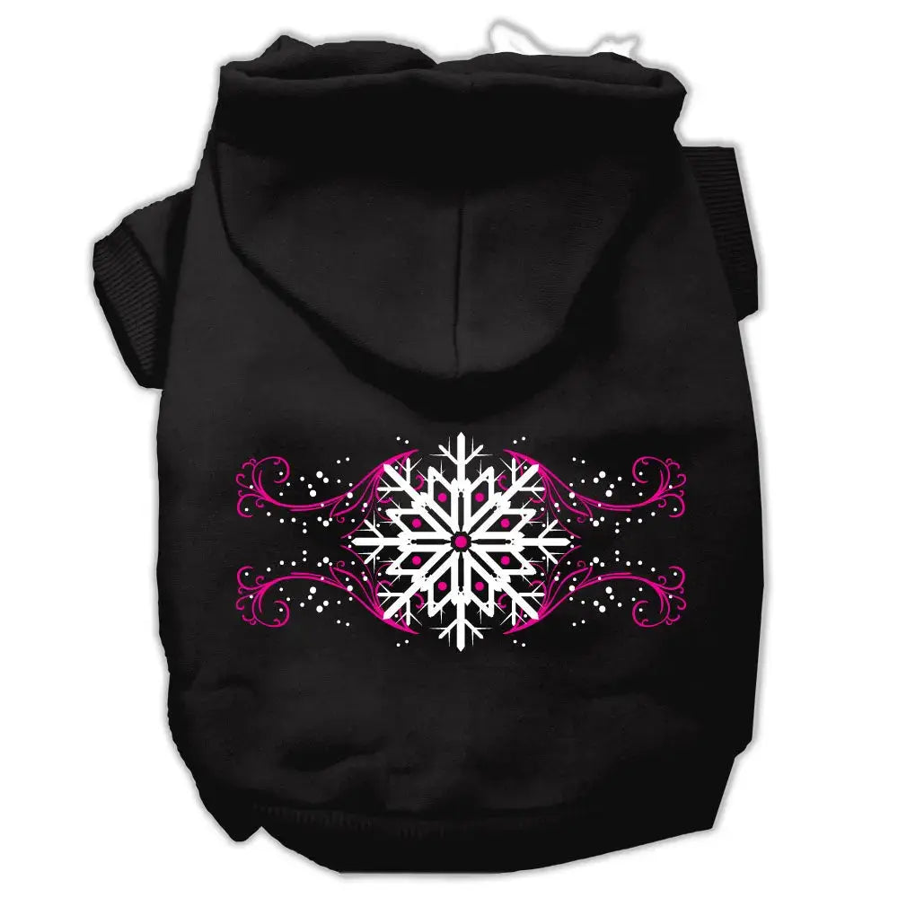 Pink Snowflake Swirls Screenprint Pet Hoodies Black Size Xxxl Default Title