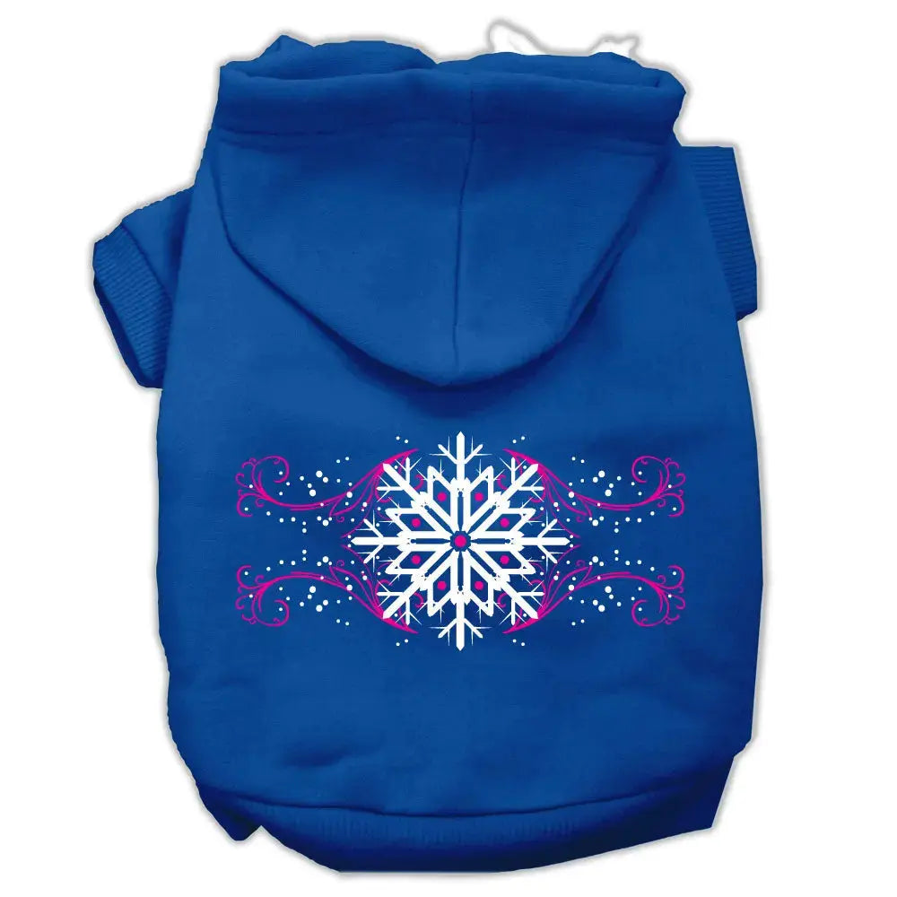 Pink Snowflake Swirls Screenprint Pet Hoodies Blue Size Xs Default Title
