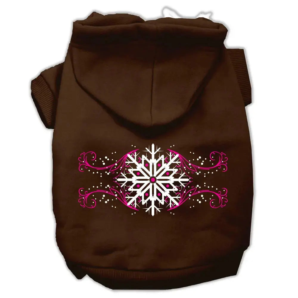 Pink Snowflake Swirls Screenprint Pet Hoodies Brown Size S Default Title