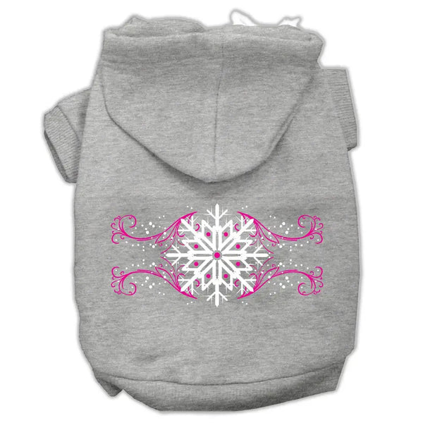 Pink Snowflake Swirls Screenprint Pet Hoodies Grey Size L Default Title