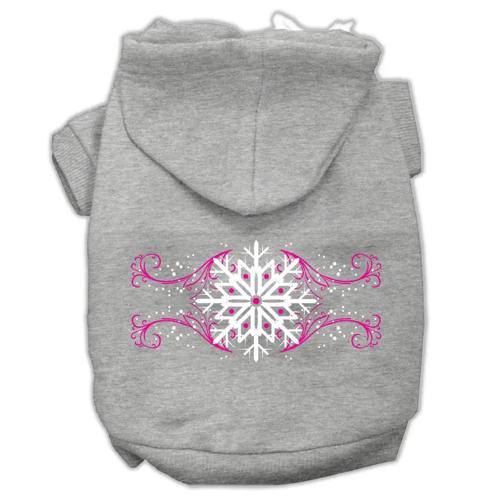 Pink Snowflake Swirls Screenprint Pet Hoodies Grey Size Xxl Default Title