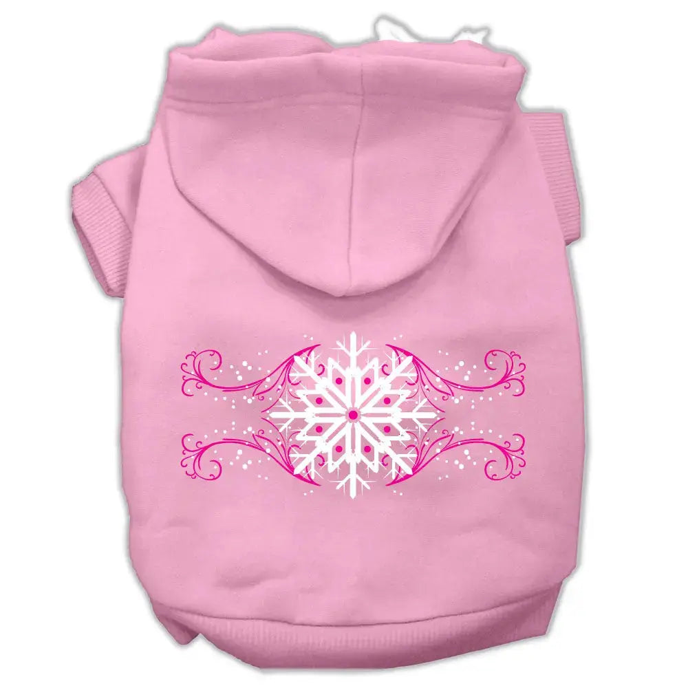 Pink Snowflake Swirls Screenprint Pet Hoodies Light Pink Size M Default Title