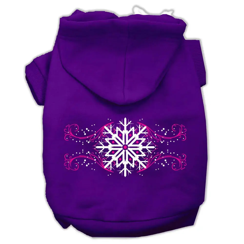 Pink Snowflake Swirls Screenprint Pet Hoodies Purple Size Xs Default Title