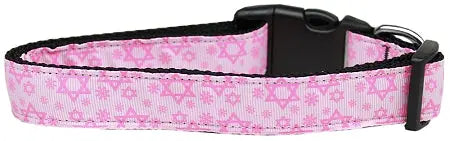 Pink Star Of David Nylon Dog Collar Sm Default Title