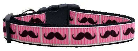 Pink-Striped-Moustache-Ribbon-Dog-Collars-Large-GreatEagleInc-318910466