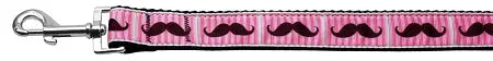 Pink Striped Moustache Ribbon Pet Leash 1 Wide 4ft Default Title