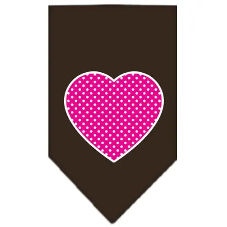 Pink Swiss Dot Heart Screen Print Bandana Cocoa Small Default Title