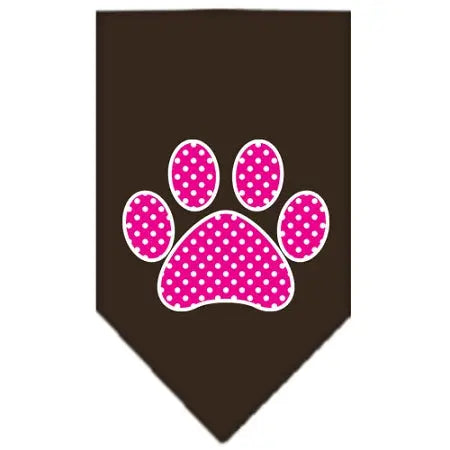 Pink Swiss Dot Paw Screen Print Bandana Cocoa Large Default Title