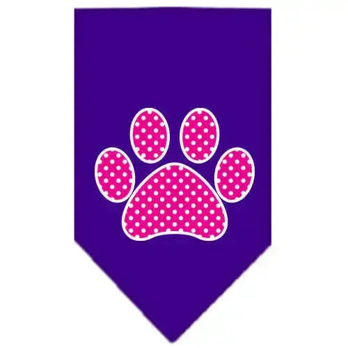 Pink-Swiss-Dot-Paw-Screen-Print-Bandana-Purple-Small-GreatEagleInc-319214349