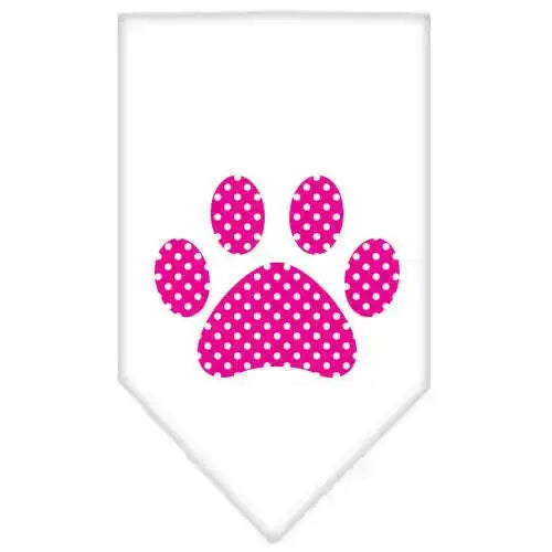 Pink-Swiss-Dot-Paw-Screen-Print-Bandana-White-Large-GreatEagleInc-319214412