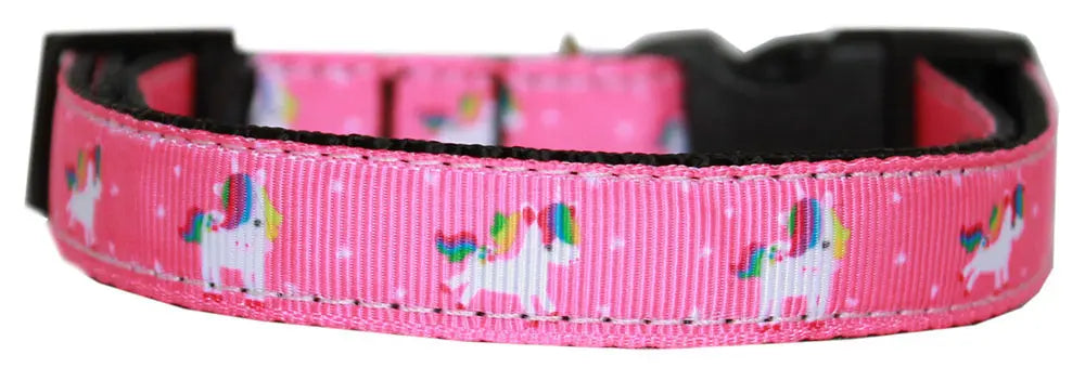 Pink Unicorn Nylon Dog Collar Md Narrow Default Title
