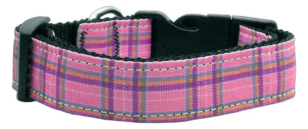 Plaid-Nylon-Collar-Pink-Medium-GreatEagleInc-318839394