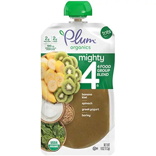 Plum Organics Mighty 4, Organic Toddler Food, Variety Pack, 4 Ounce (Pack of 18)