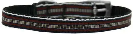 Preppy-Stripes-Nylon-Dog-Collar-With-Classic-Buckles-3-8_-Brown-khaki-Size-8-GreatEagleInc-318599067