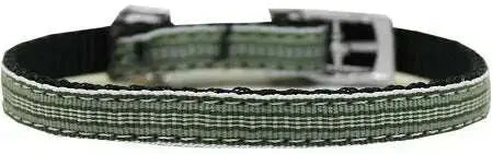 Preppy-Stripes-Nylon-Dog-Collar-With-Classic-Buckles-3-8_-Green-white-Size-12-GreatEagleInc-333887475