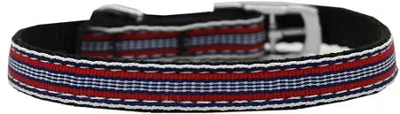 Preppy Stripes Nylon Dog Collar With Classic Buckles 3/8" Red/white Size 10 Default Title