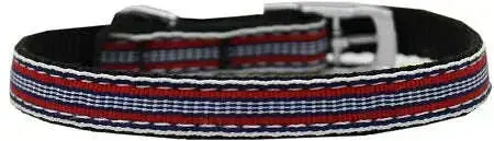 Preppy-Stripes-Nylon-Dog-Collar-With-Classic-Buckles-3-8_-Red-white-Size-14-GreatEagleInc-318831267