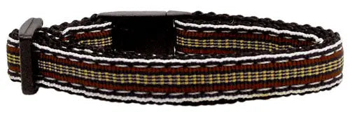 Preppy Stripes Nylon Ribbon Collars Brown/khaki Cat Safety Default Title