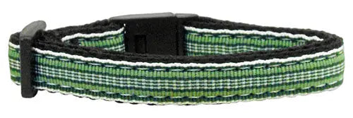 Preppy Stripes Nylon Ribbon Collars Green/white Cat Safety Default Title