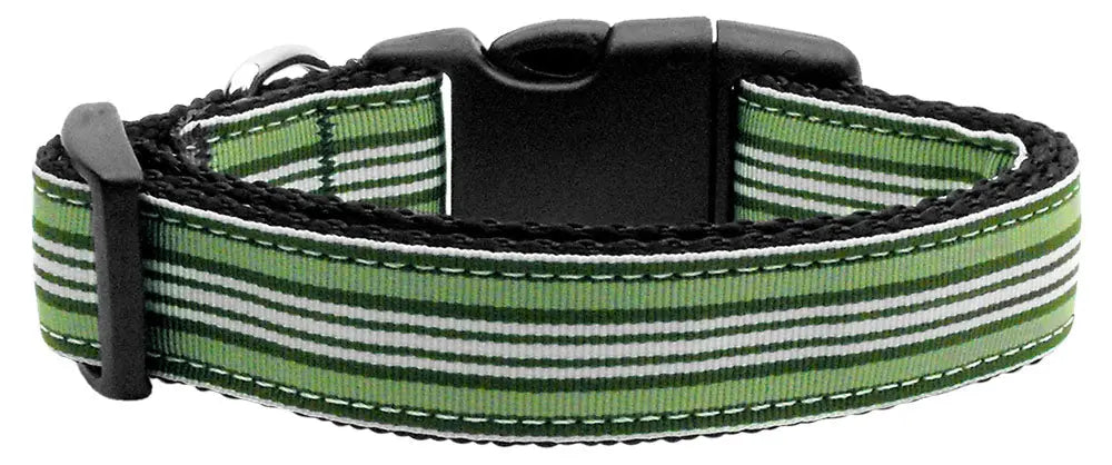Preppy Stripes Nylon Ribbon Collars Green/white Sm Default Title