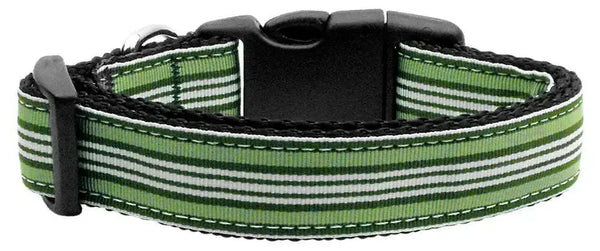 Preppy-Stripes-Nylon-Ribbon-Collars-Green-white-Xs-GreatEagleInc-333870132
