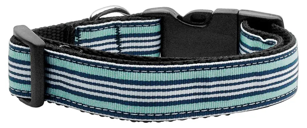 Preppy Stripes Nylon Ribbon Collars Light Blue/white Medium Default Title