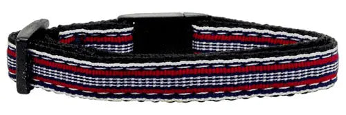 Preppy Stripes Nylon Ribbon Collars Red/white Cat Safety Default Title
