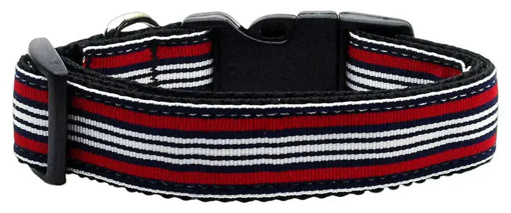 Preppy-Stripes-Nylon-Ribbon-Collars-Red-white-Large-GreatEagleInc-333870383