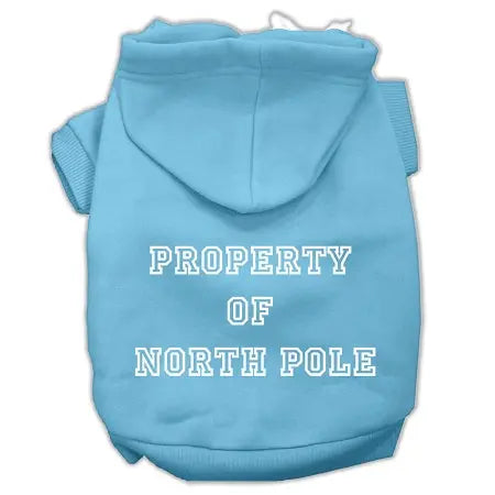 Property Of North Pole Screen Print Pet Hoodies Baby Blue Size L Default Title