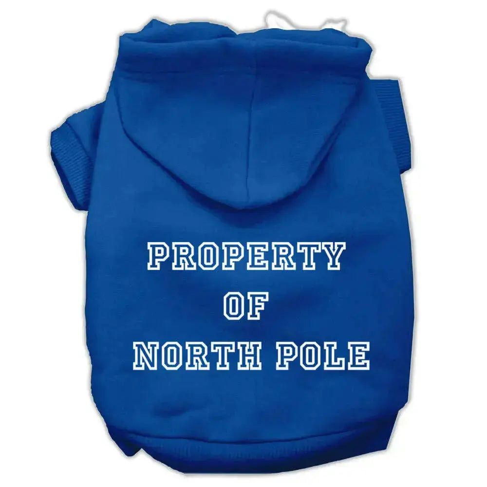 Property-Of-North-Pole-Screen-Print-Pet-Hoodies-Blue-Size-M-GreatEagleInc-333799153