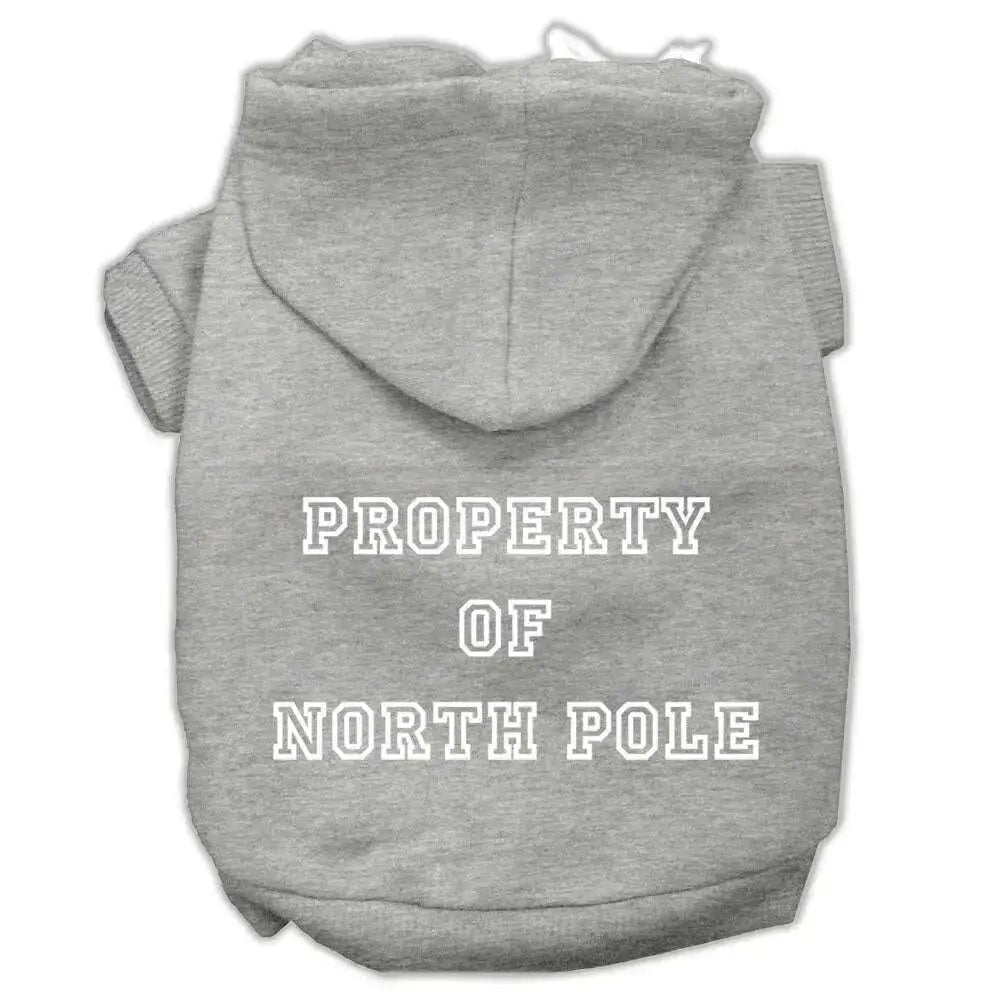 Property-Of-North-Pole-Screen-Print-Pet-Hoodies-Grey-Size-M-GreatEagleInc-333798823