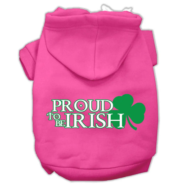 Proud To Be Irish Screen Print Pet Hoodies Bright Pink Size Xxxl Default Title