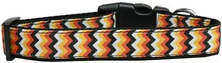 Pumpkin-Chevrons-Nylon-Dog-Collar-Sm-GreatEagleInc-320021238